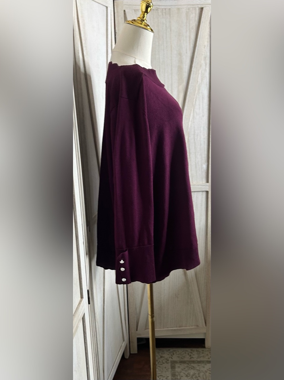 Cable & Gauge Scalloped Coquette Crewneck Sweater Moody Romantic Sz 3X Autumn - Picture 5 of 10